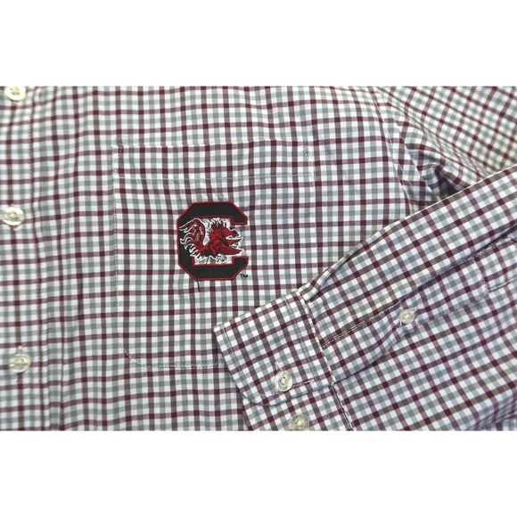 University of South Carolina Gamecocks Gingham Button Down Shirt Men's L - Picture 2 of 8